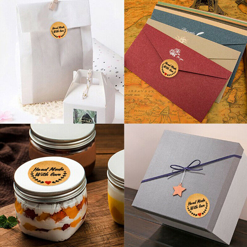 500Pcs Craft Paper Seal Label Thank You Stickers Handmade Custom Gift Bak.l8