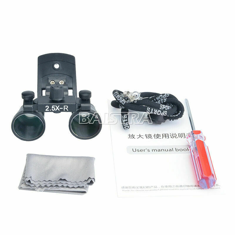 2.5 X Dental Surgical Loupes Binocular Glass Magnifier 350-450mm Cleaning Kit