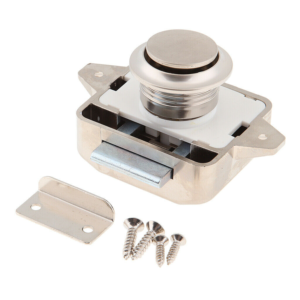 Nickel 11-18mm Cabinet Lock Keyless Push Button Latch for Motorhome Cupboard