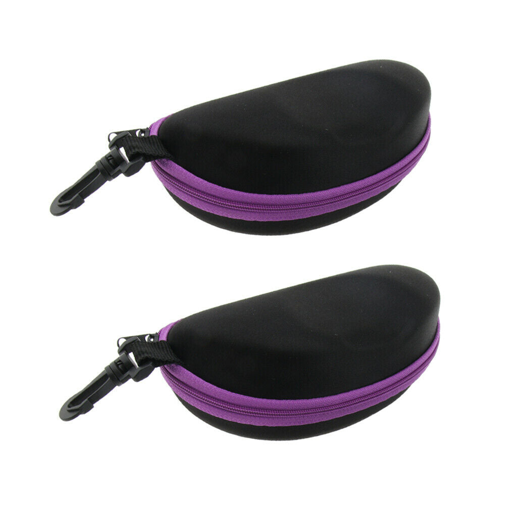 2x Portable Zipper Spectacle Sunglass Eyeglass Case Box Storage Pouch Purple