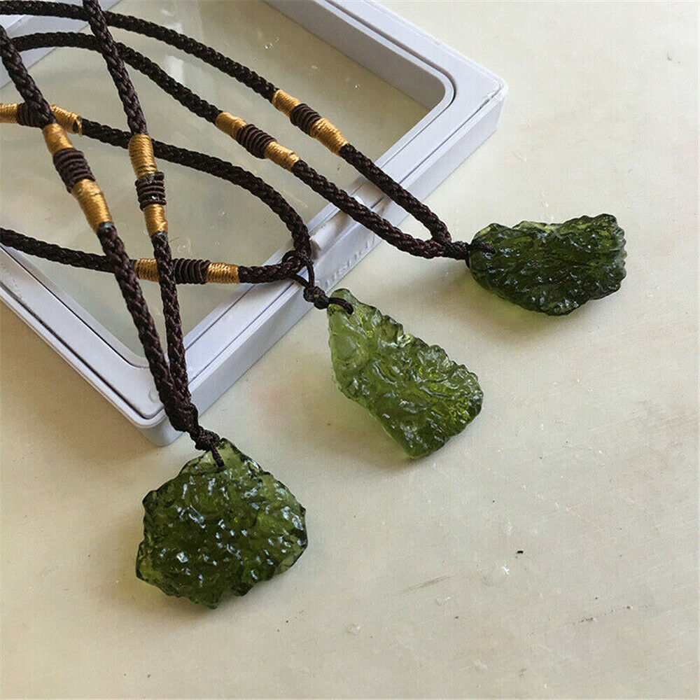 Natural Crystal Green Gem Moldavite Meteorite Glass Pendant Necklace Stone USA