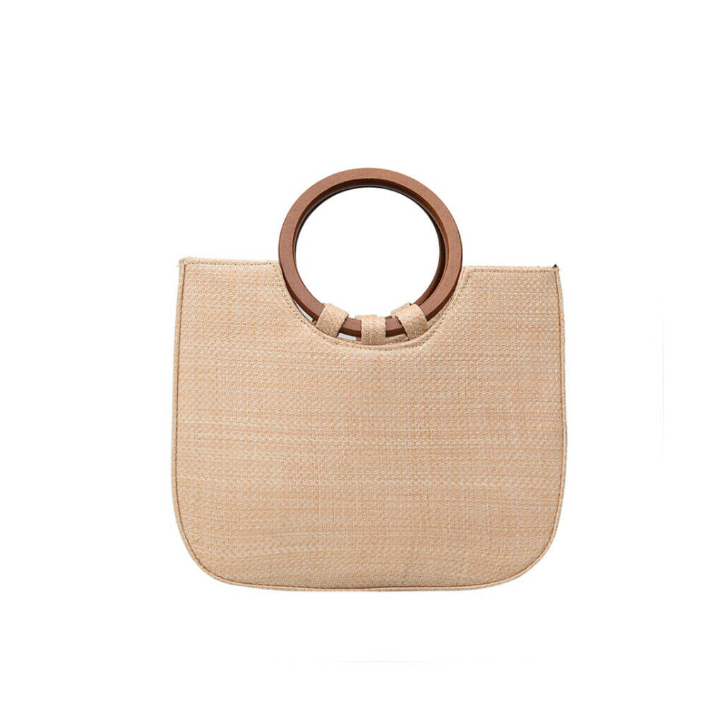 Summer Straw Beach Bag Natural Hand Tote Handbags Woven Shoulder Bag For Women