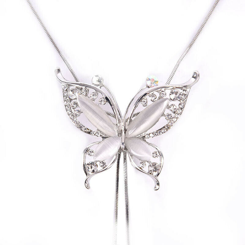 Opal Stone Butterfly Chain Sweater long Necklace Pendants Gift for Girl J.l8