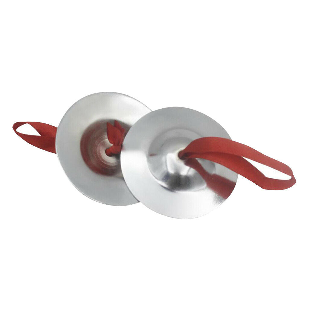 1 Pair Mini Finger Cymbals Rhythm Maker for Children Kids Boys Girls, Dia 6.5cm/