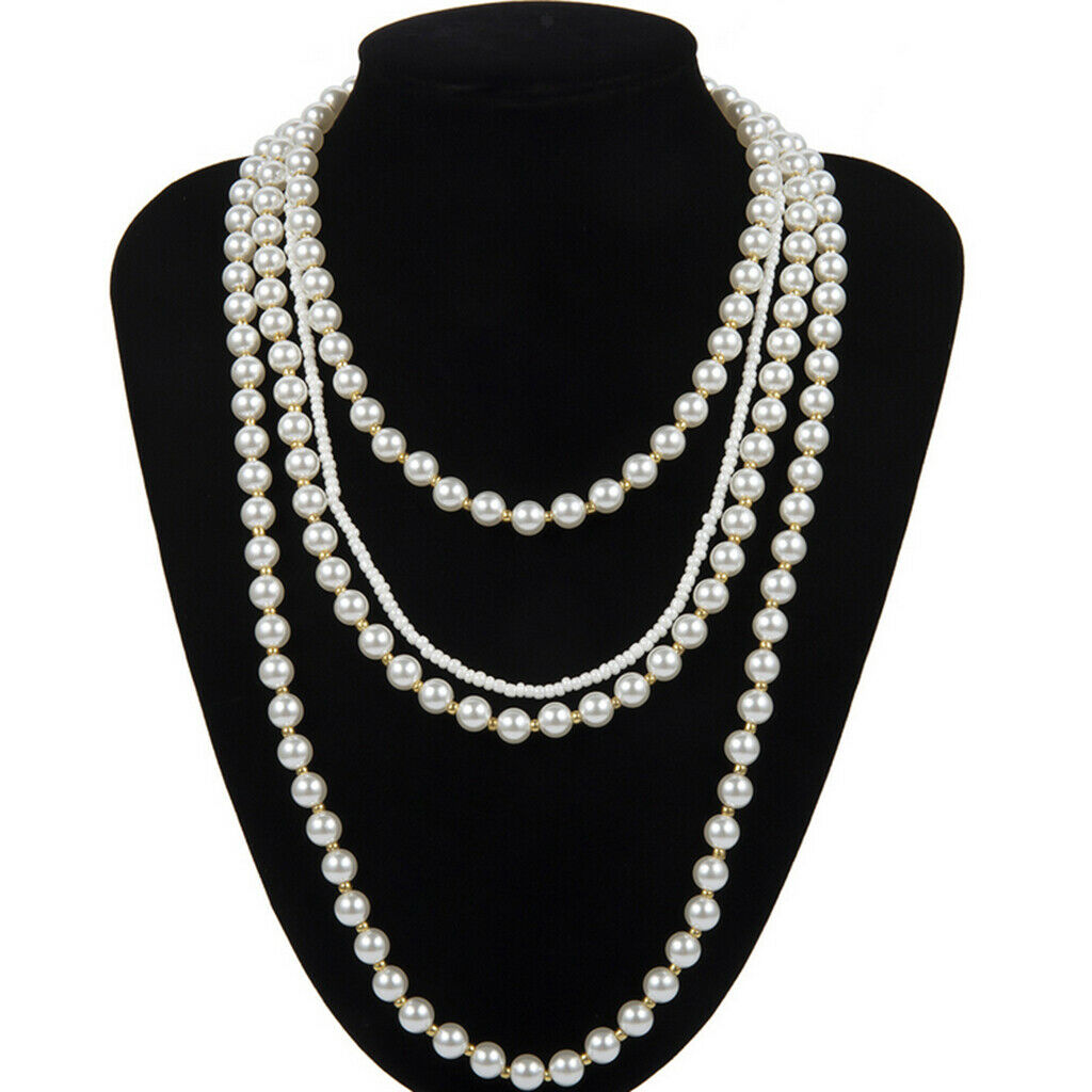 Fashionable Multilayer Necklace Pearls Chunky Jewelry Sweater Chain Decor