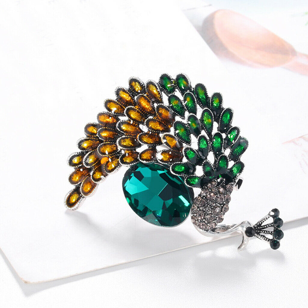 High Quality Fashion Pretty Peacock Rhinestone Crystal Animak Brooch Pin