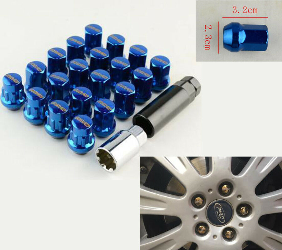 20PCS Racing Car SUV M12 X1.5 Blue Wheel Screws Lug Nut Cover Anti-theft Durable