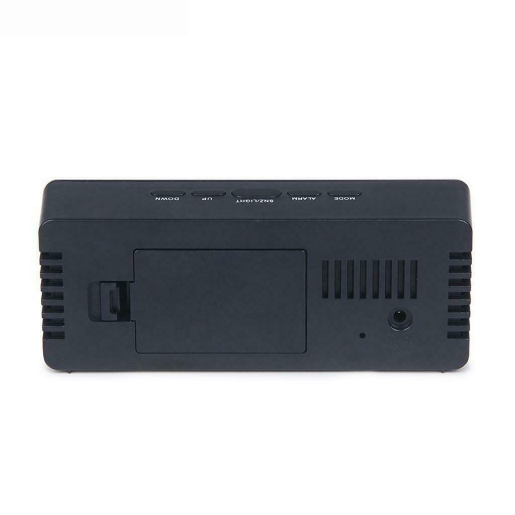 Digital Electronic Alarm Clock Indoor Temperature Display 12H/24H Black