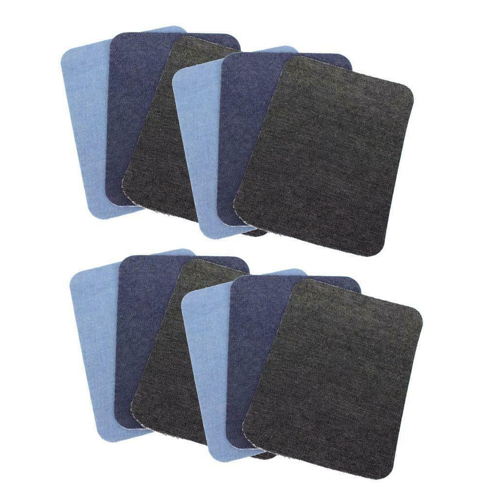 12Pcs Denim Sewing Patches Elbow No-Sew DIY Iron On Jeans Pants Decors