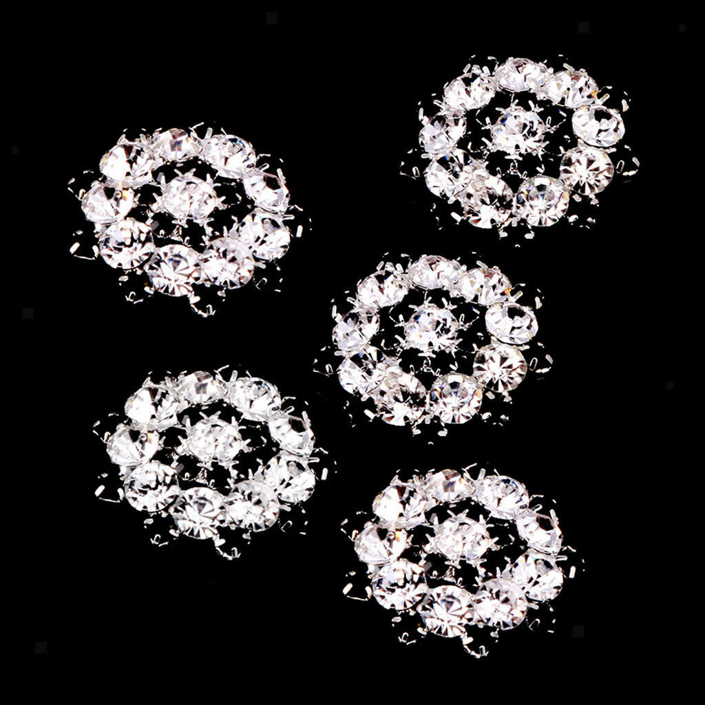 5 Pieces Sparkly Crystal Flower Shape Shank Buttons Sewing on Clothes Dress