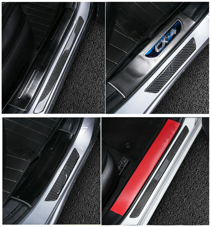 Real Carbon Fiber Door Sill Scuff Plates for Auto Car Door Panel Step Protector