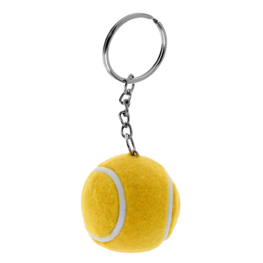 2pcs Tennis Ball Keychain Yellow Key Ring Jewelry Tags Handmade Crafts Decor
