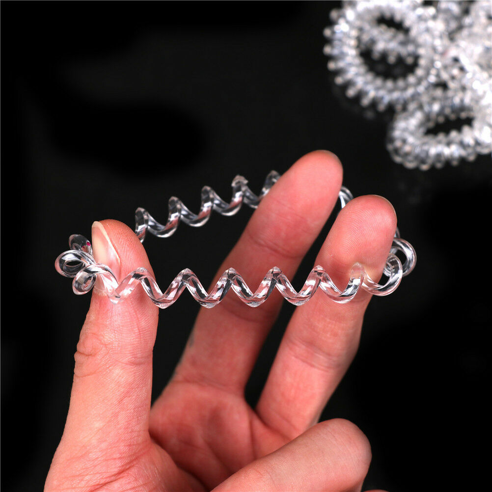 10x Clear Elastic Telephone Line Wire Hair Band Ropes Holders Head Accessory XC