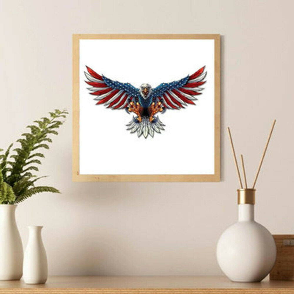 Iron Metal American Flag Bald Eagle Wall Art 40*24cm Hanging Patriotic Decor