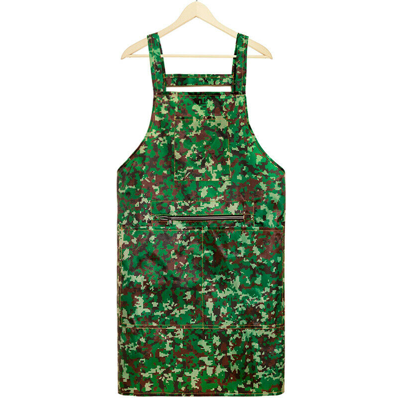 Men Women Waterproof Oil Proof Apron Camouflage Chef Kitchen Cook Work Wear