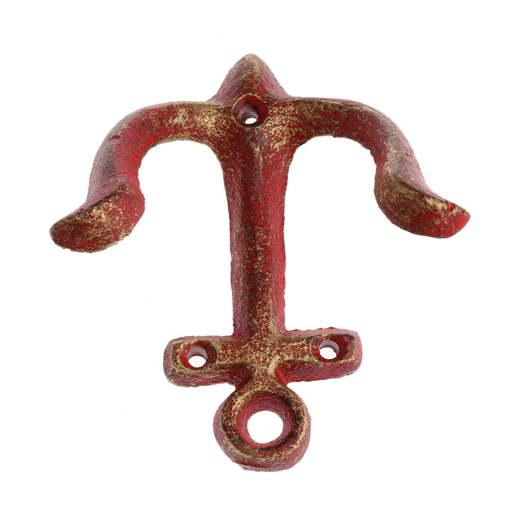 2x Wall Hook Coat Hook Rack Hanger Decoration Red Wall Mounted Anchor Shaped