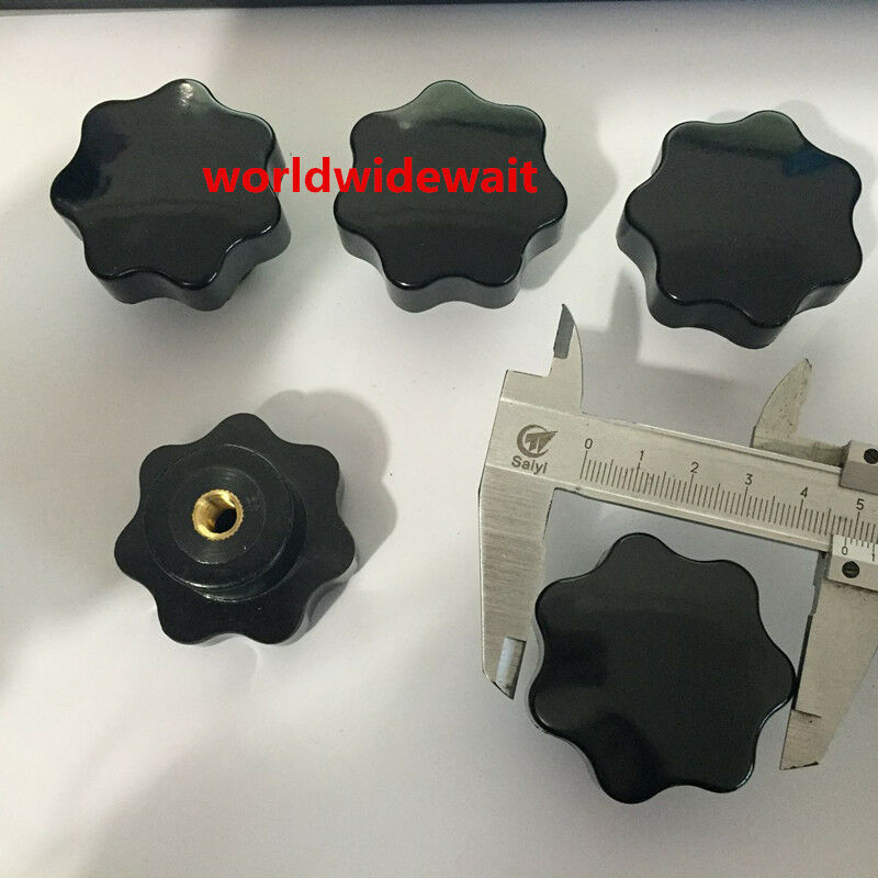 5PCS M8 x 50mm Dia Thread Black Plastic Star Head Clamping Knob Grip