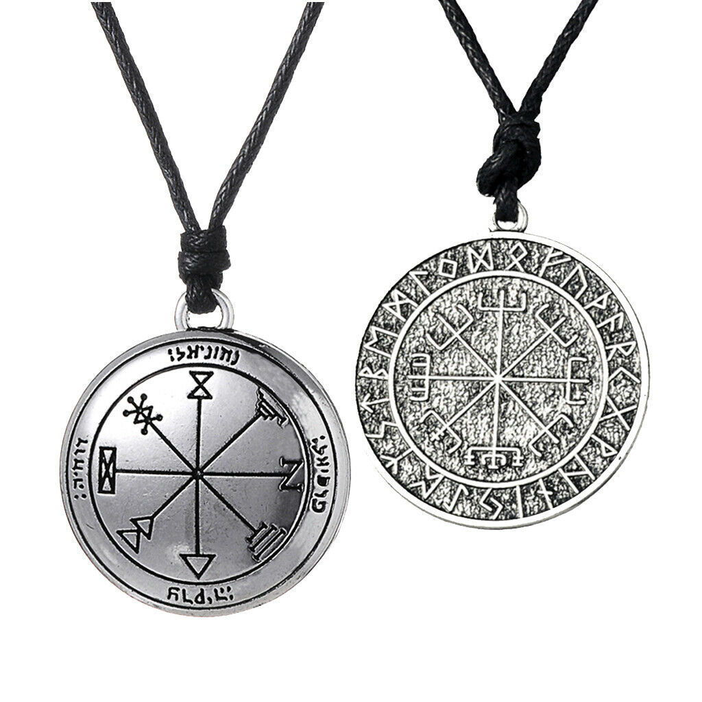 2 Pieces Exotic Talisman Viking Odin's Key of Solomon Seal Pendant Necklace