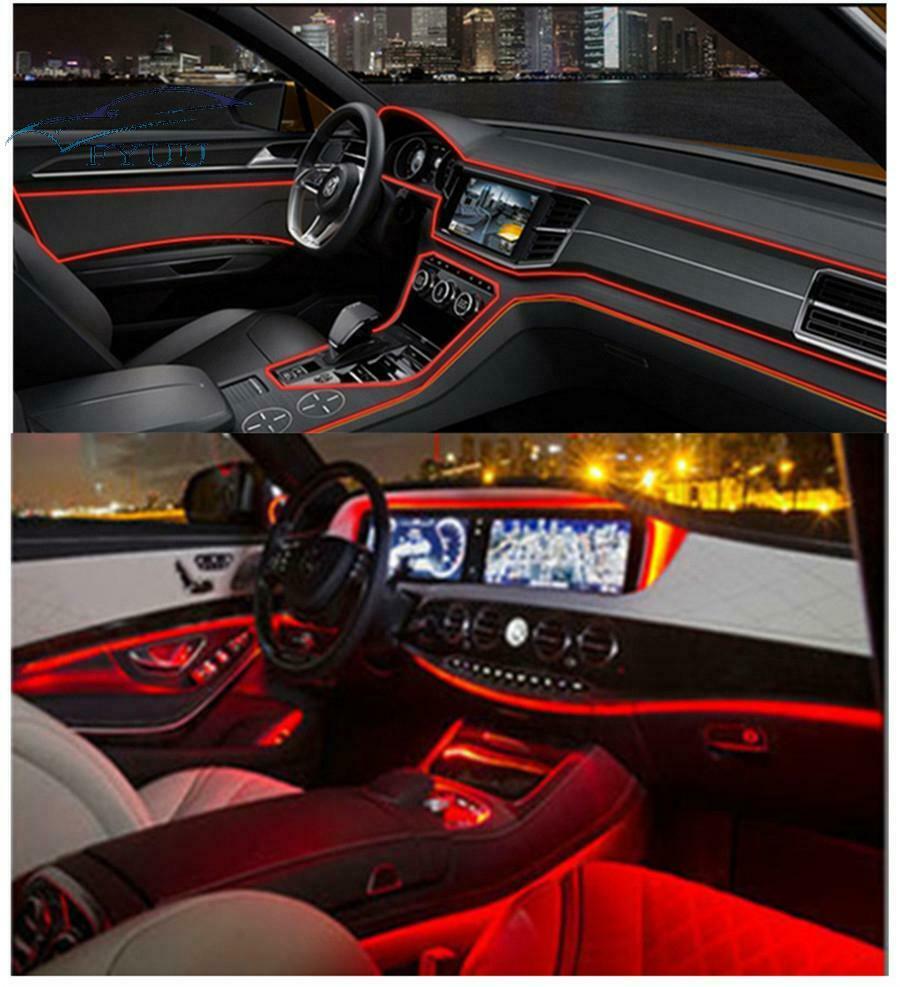 12V 10in1 RGB LED W/ 10M Car Decor Neon EL Fiber Strip Atmosphere Light Optical