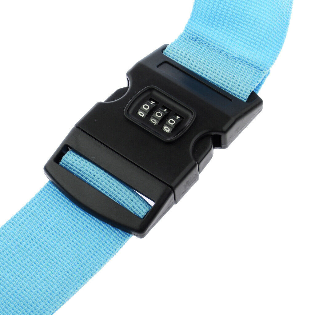 50-95cm Luggage Strap Adjustable Travel Belt w/ 3-Dial Combination Lock Blue
