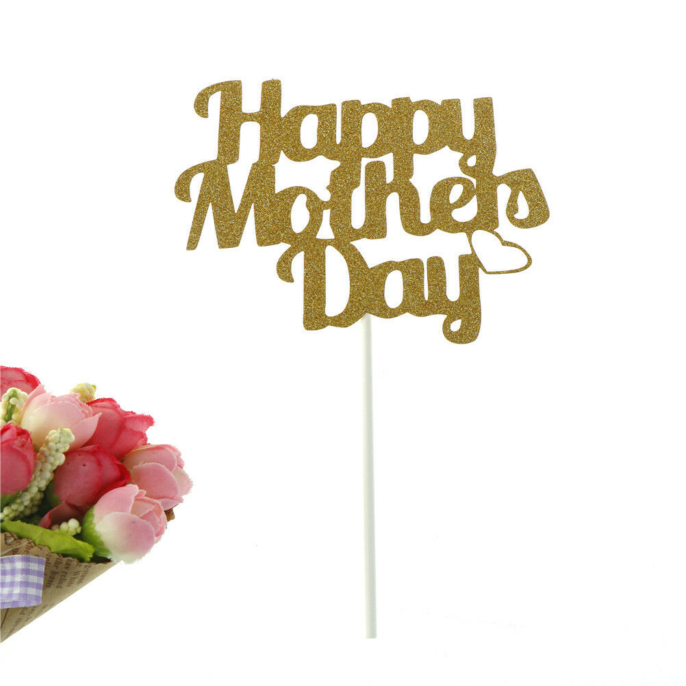 1pc Cupcake Toppers Glitter Happy Mother's Day Cake Topper Cake Flags Deco.l8