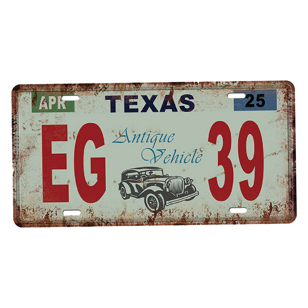 Texas Metal Tin Sheet Sign Retro Picture Wall Decor Plaque - Car Number