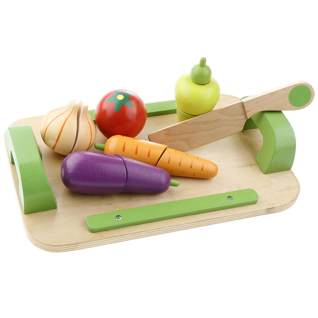 Wooden Cutting Fruit Food Fun Toys Magnetic Cooking Sets Pretend Food Playset