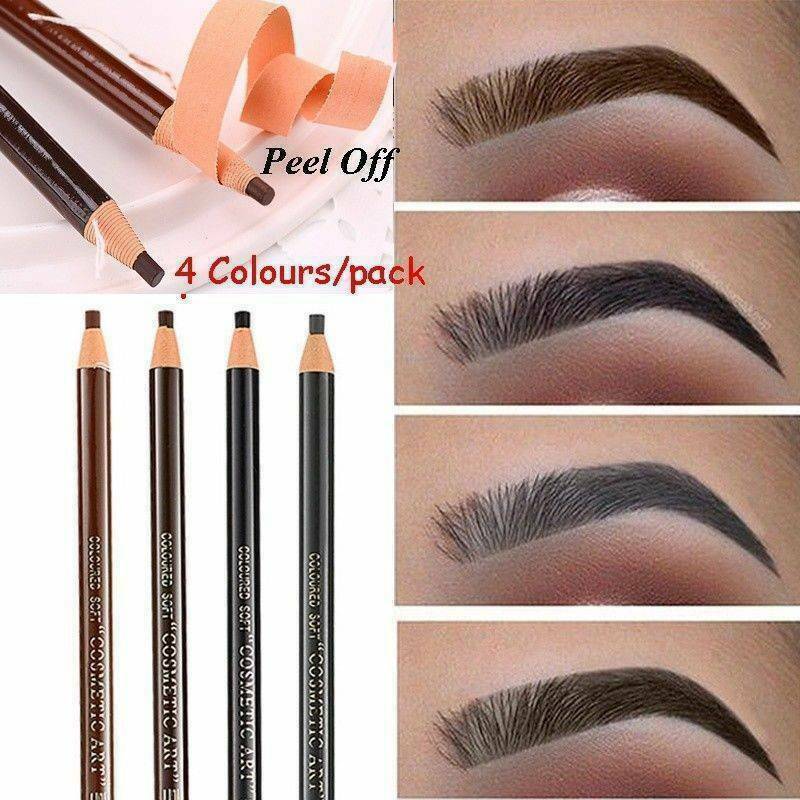 4Pcs Eyebrow Pencil Microblading Outlining Marking Pen Brow Liner Peel-Off Kit