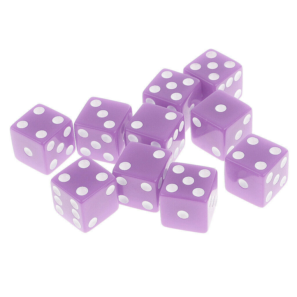 10 Piece Digital D6 Dice Playing Games Set for D&D MultiColor Light Purple