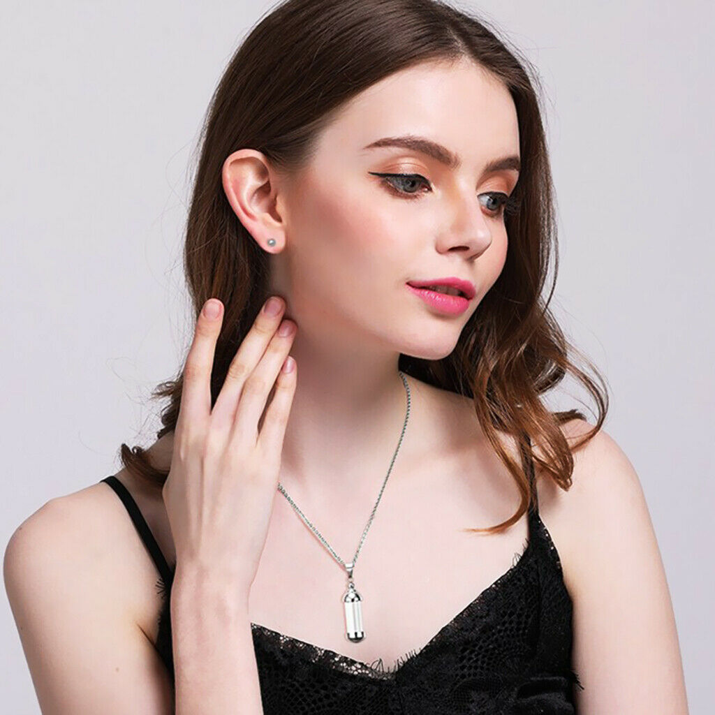 8x Steel Glass Urn Ash Pendant Necklace for Ashes Hair Keepsake Cremation