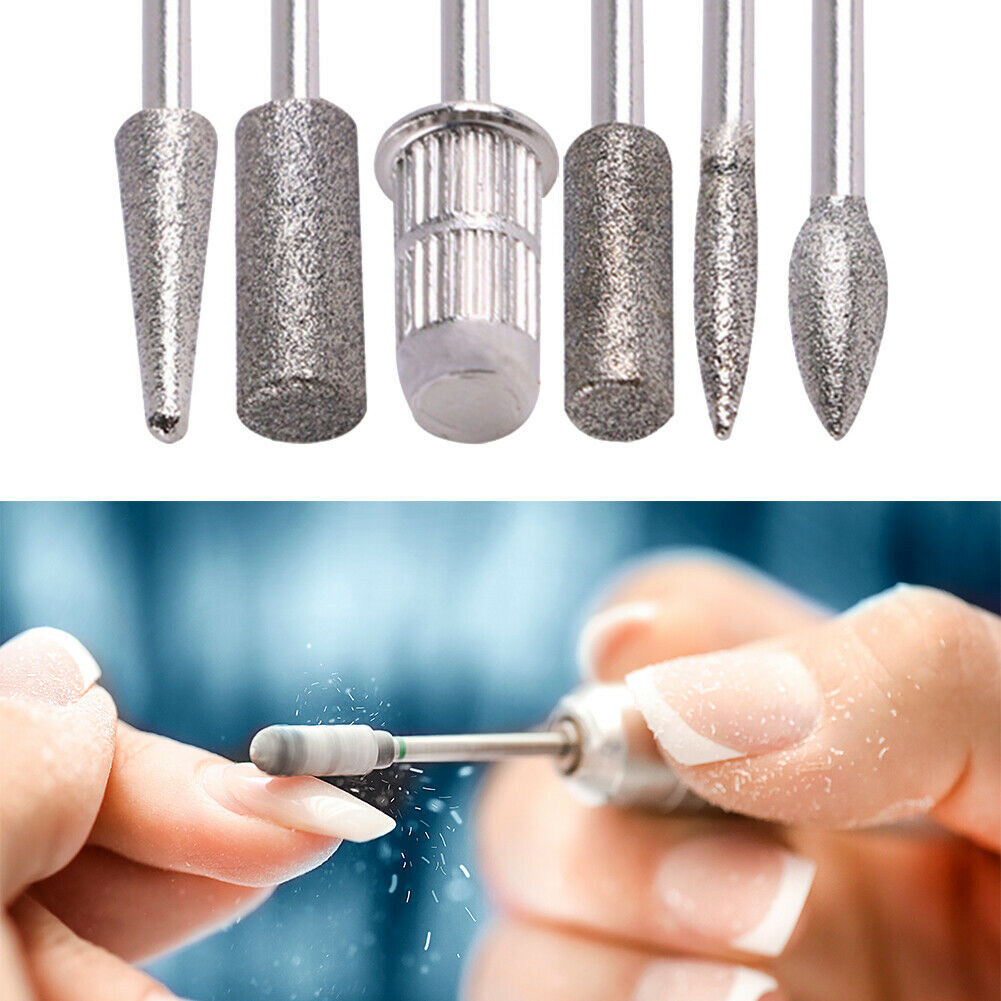 6pcs/Set Nail Drill Bits Grinder Manicure Polish Rotary Burr Cuticle Cutter @