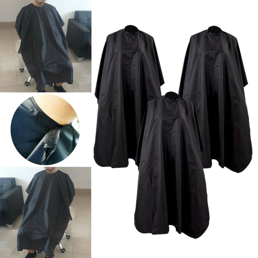 3Pcs Reusable Hairdressing Salon Cape Home Haircut Gown Capes Cloth Black