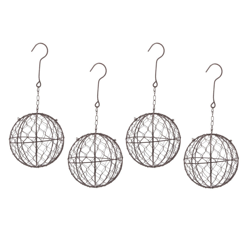 4Pcs Retro Iron Ball Shape Succulent Pot Metal Hanging Planter Plant Holders