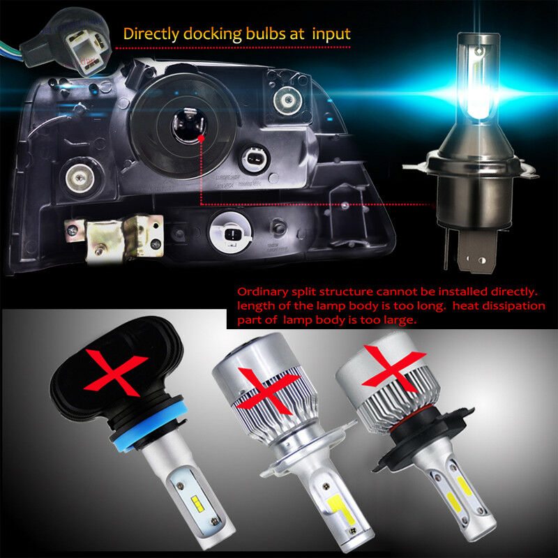 2PCS H4 Hi/Lo LED Headlight Headlamp 26000LM 6000K 110W Kit Conversion Bulbs