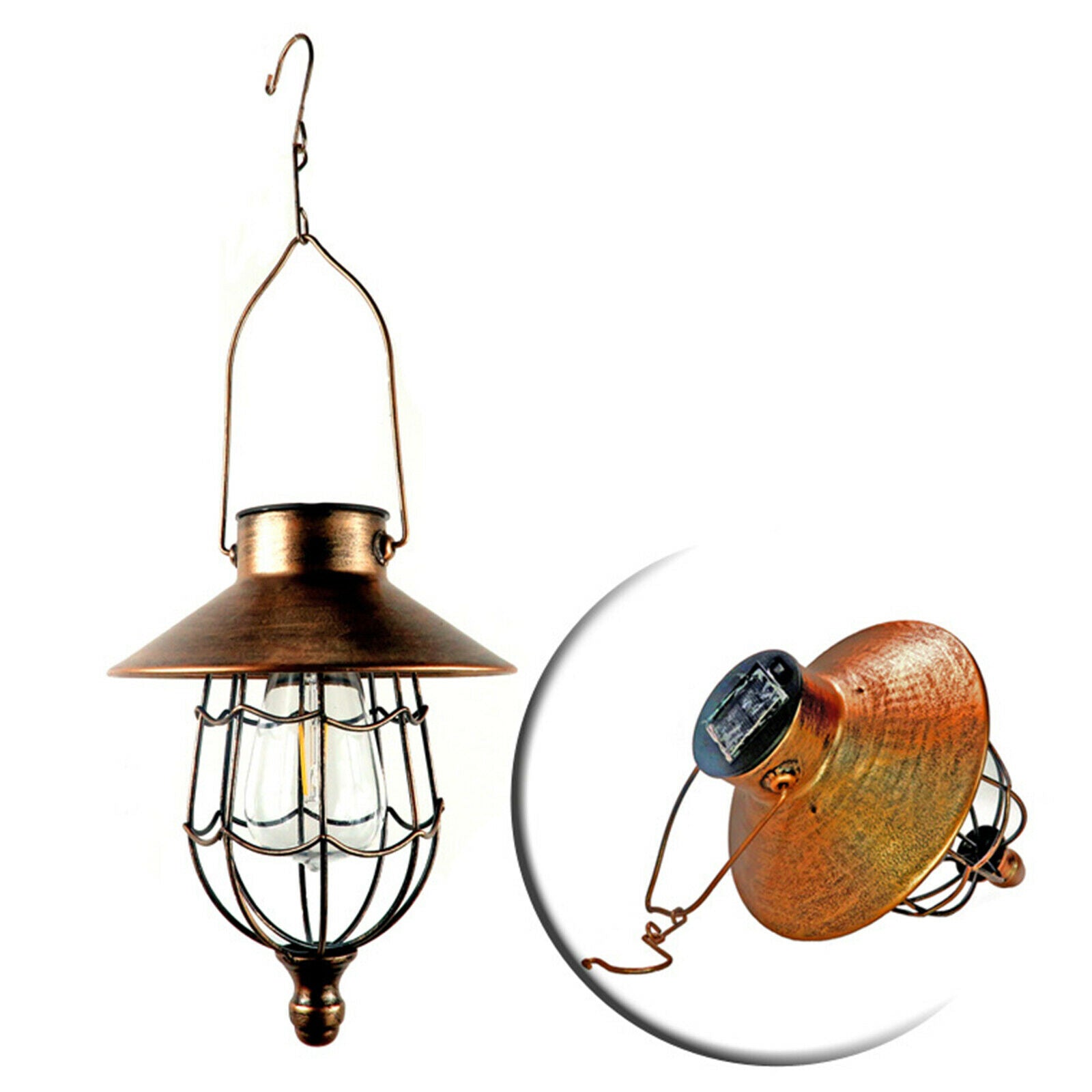 Solar Lantern Outdoor Hanging Lamp LED Light Metal for Patio Lawn Decor