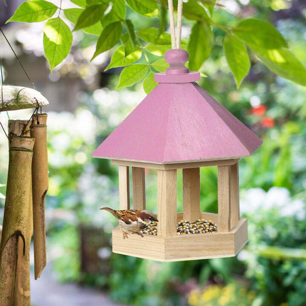 Wild Bird Feeder for Outside, Hanging Bird House Feeder, Hanging Wooden House