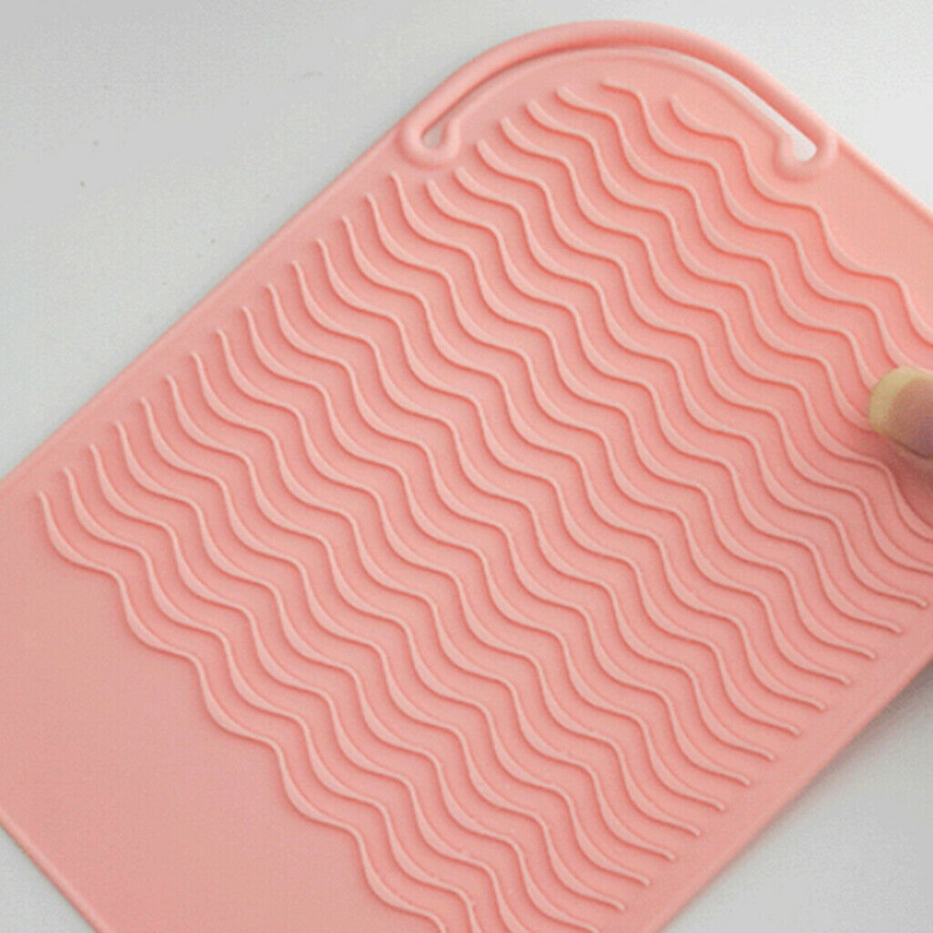 Salon Hair Straightener Anti Heat Safety Silicone Mat Non-Slip Storage Pouch
