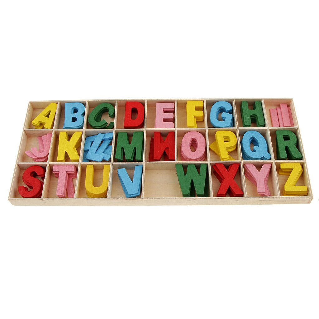 156 Pieces Wooden Alphabet Letters with Storage Tray Box Kids Educational Toys
