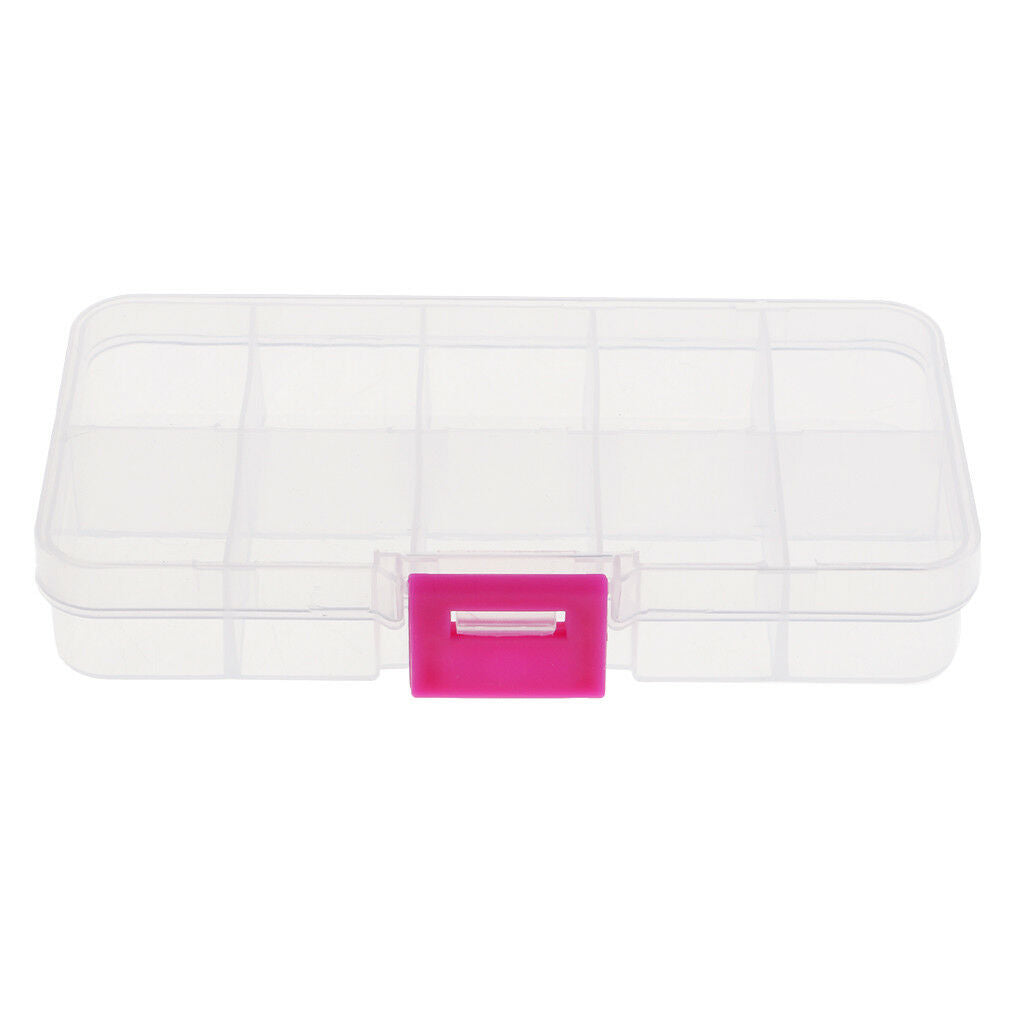 Clear Plastic Storage Organiser Craft Beads Jewellery Tool Box Case 10 Grids