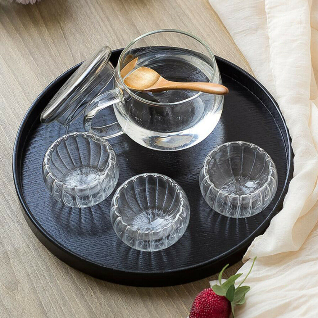Serving Tray Wood Breakfast Dish Plate Platter Home Server Black 33cm
