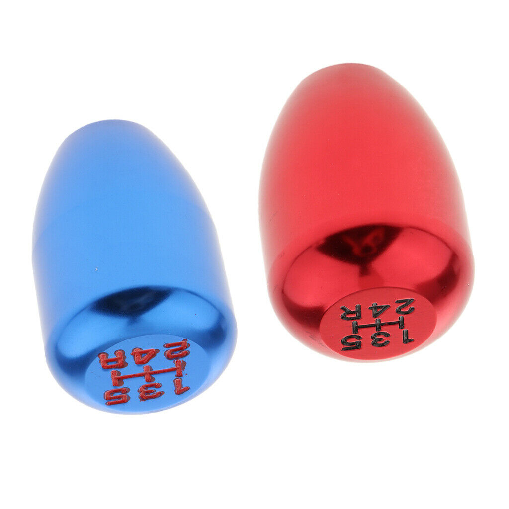 Car Aluminum Alloy 5 Speed Gear Stick Shift Knob Shifter Lever Blue&Red