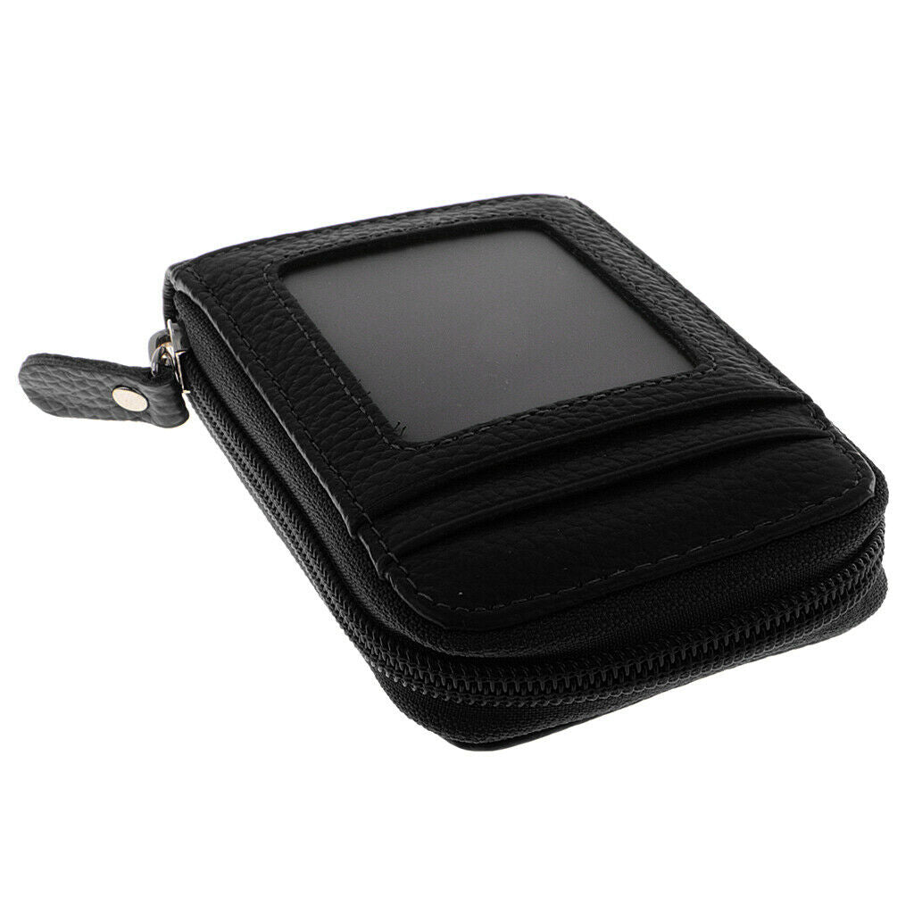 Mens/Womens Mini Leather Wallet ID Credit Cards Holder Organizer Purse Black
