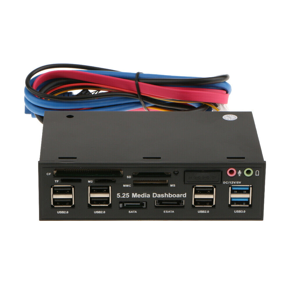 2xUSB 3.0 6xUSB2.0 ESATA/SATA Front Panel Card Reader Media Dashboard