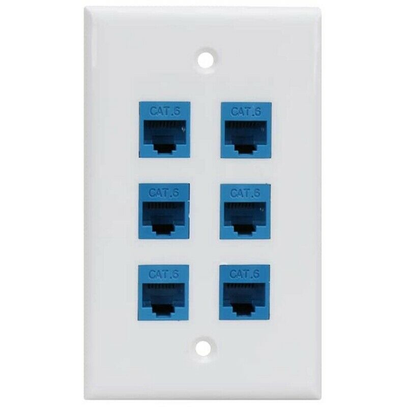 Cat 6 Ethernet Wall Plate 6 Port,Ethernet Wall Plate Female-Female Removable CD7