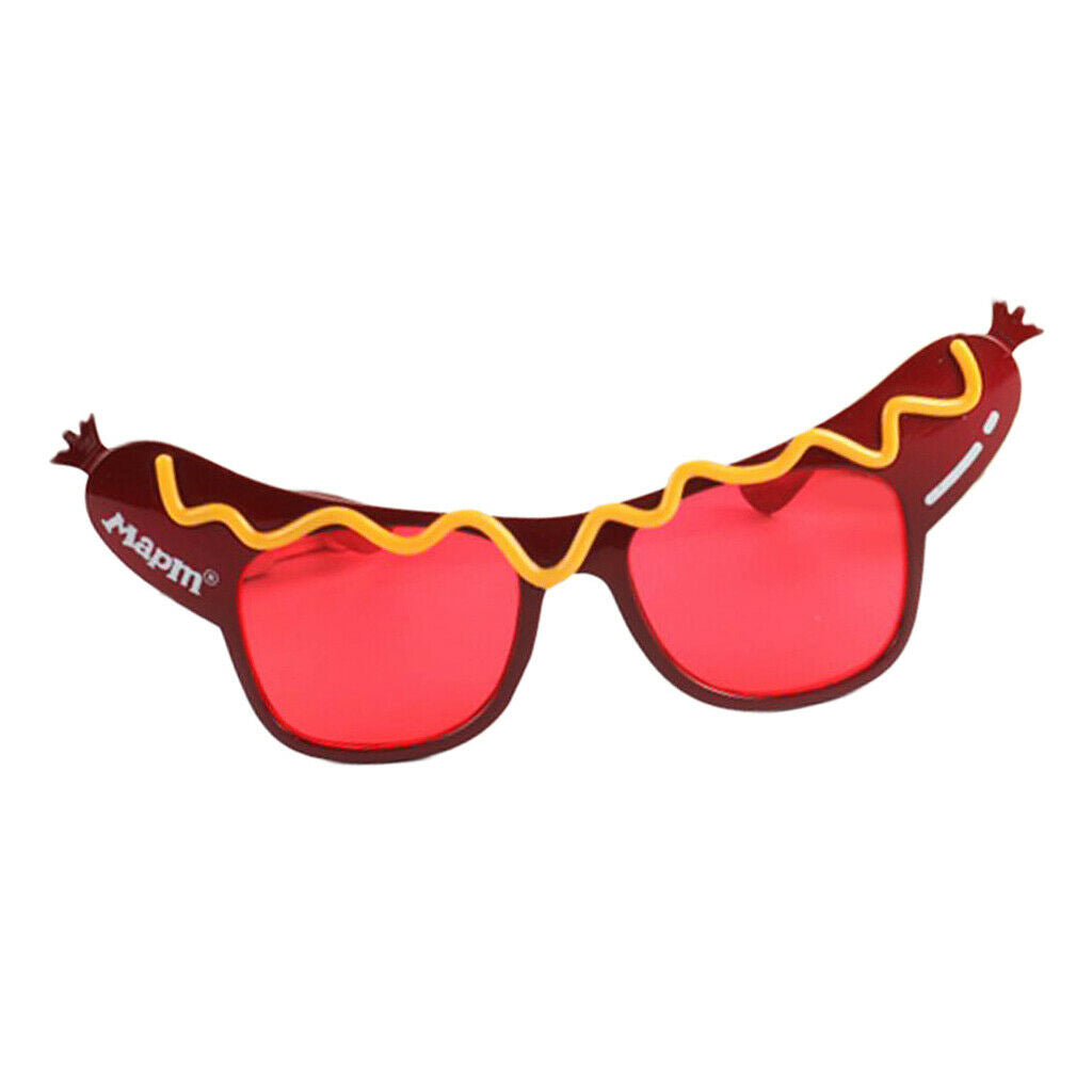Women Girls Novelty Costume Glasses Hot Dog Print Design Event Eyewear Gifts