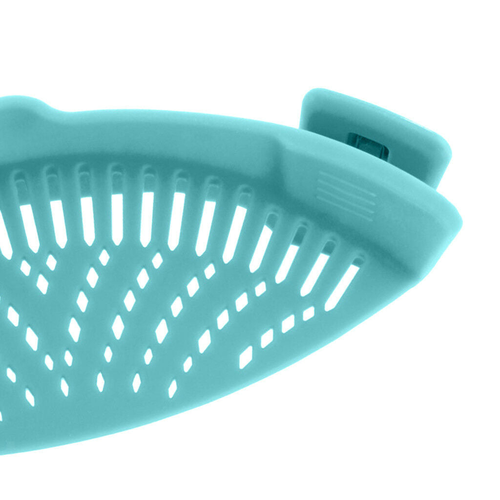 Household Silicone Food Pan Clip Strainer Pot Drainer Drain Rack Light Blue