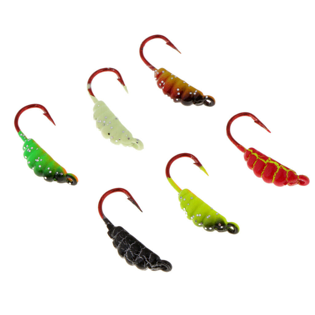 6Pcs/Set Winter Ice Fishing Hook Lure Lead Jig Head Hooks Baits Crank Hooks