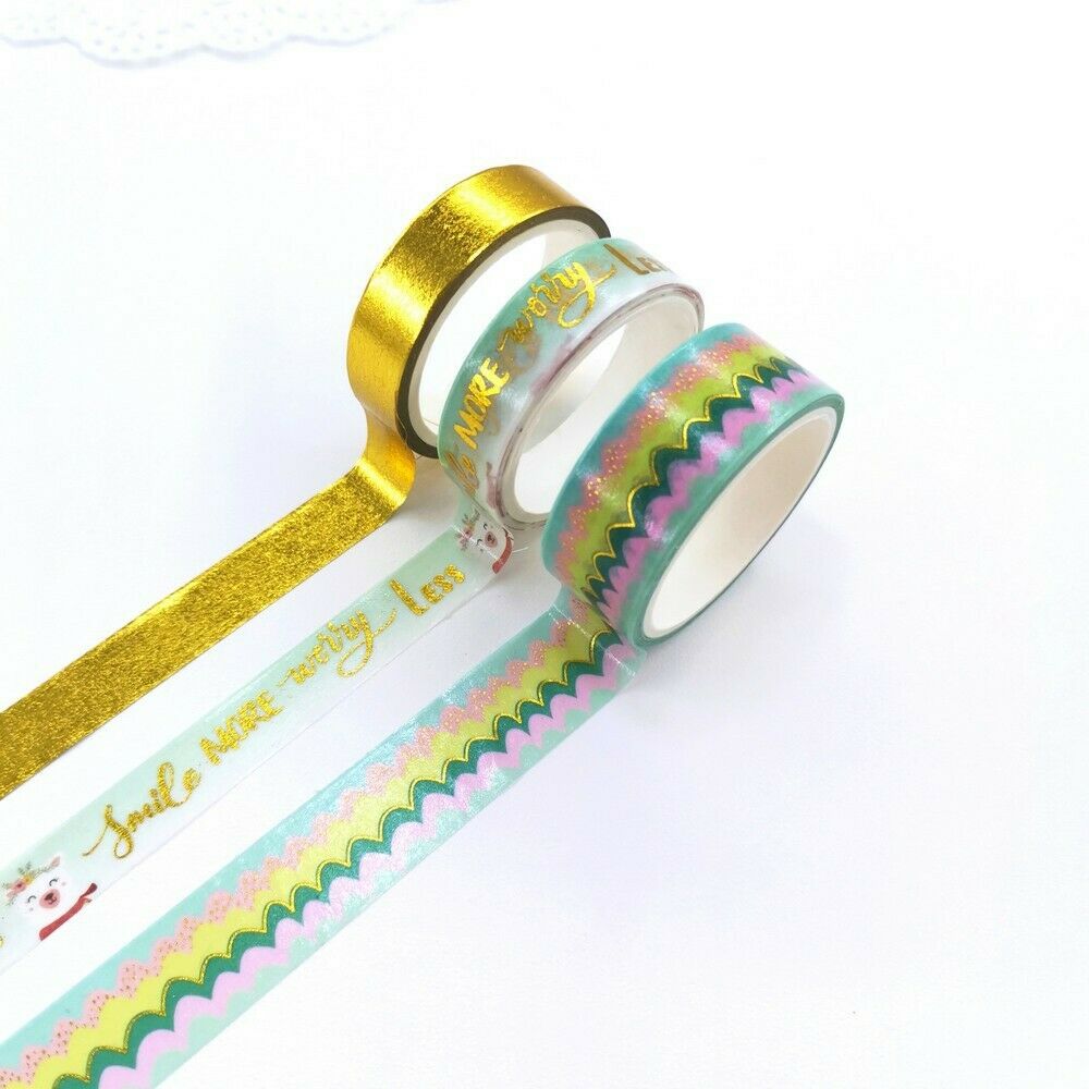6pcs Washi Paper Tape Set Cartoon Alpaca Cactus Bronzing DIY Hand Account Decor