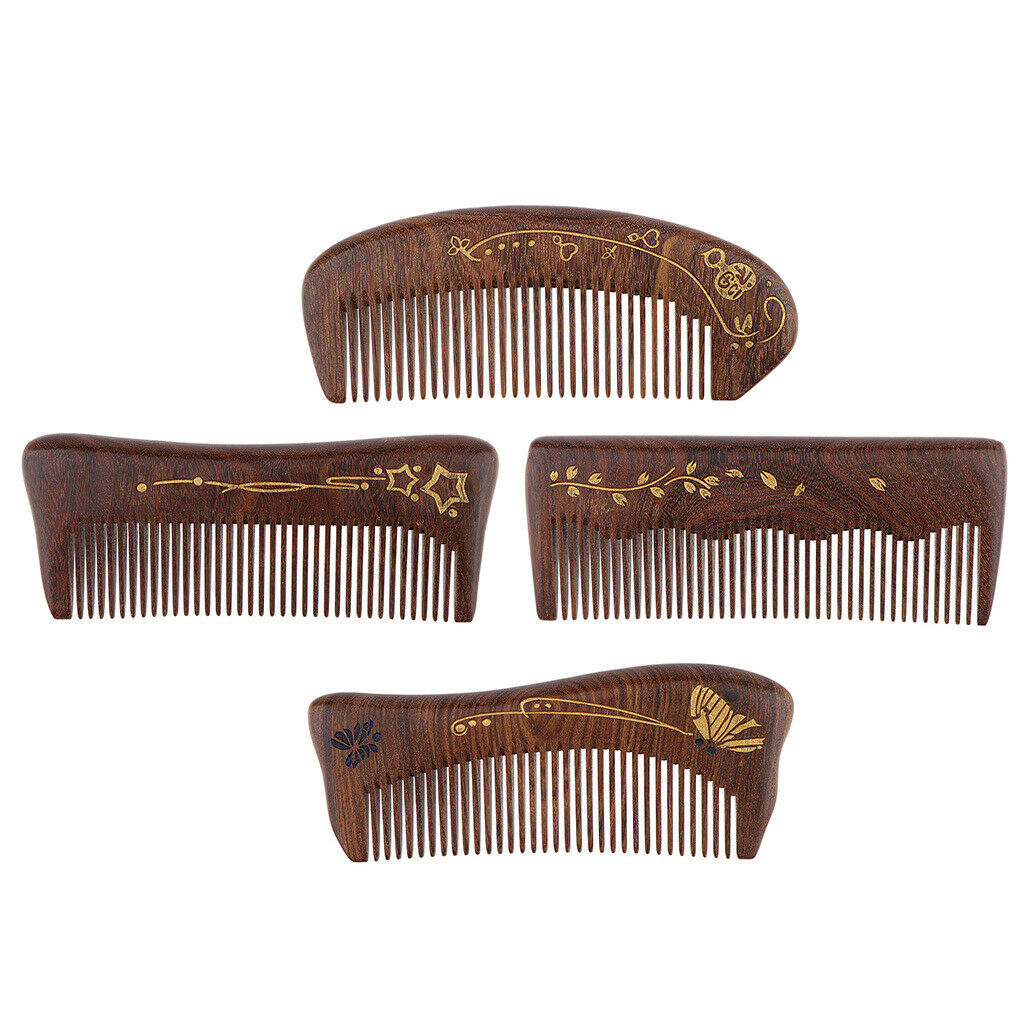 5" Premium Hand Made Wide Teeth Wood Comb Pocket Hair Brush Coarse Men Gift Word