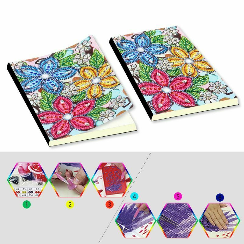 DIY Special Shaped Diamond Painting Flowers A5 Notebook Diary Book 60 Pages